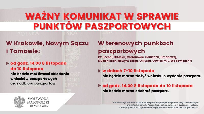 Komunikat w sprawie punktów paszportowych