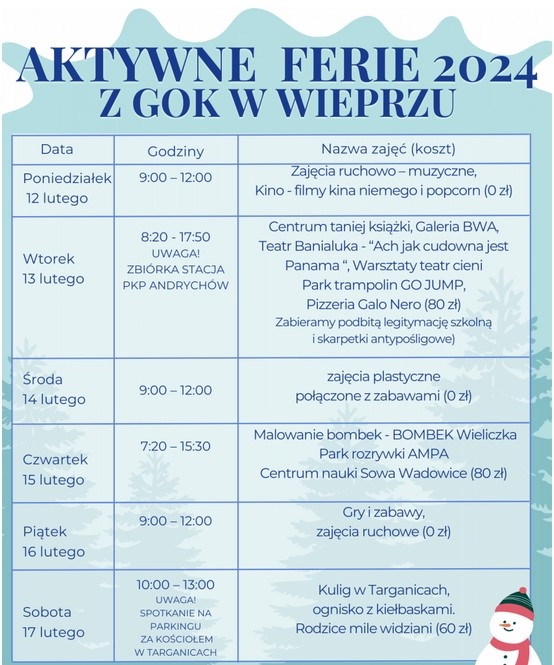 AKTYWNE FERIE Z GOK WIEPRZ 2024